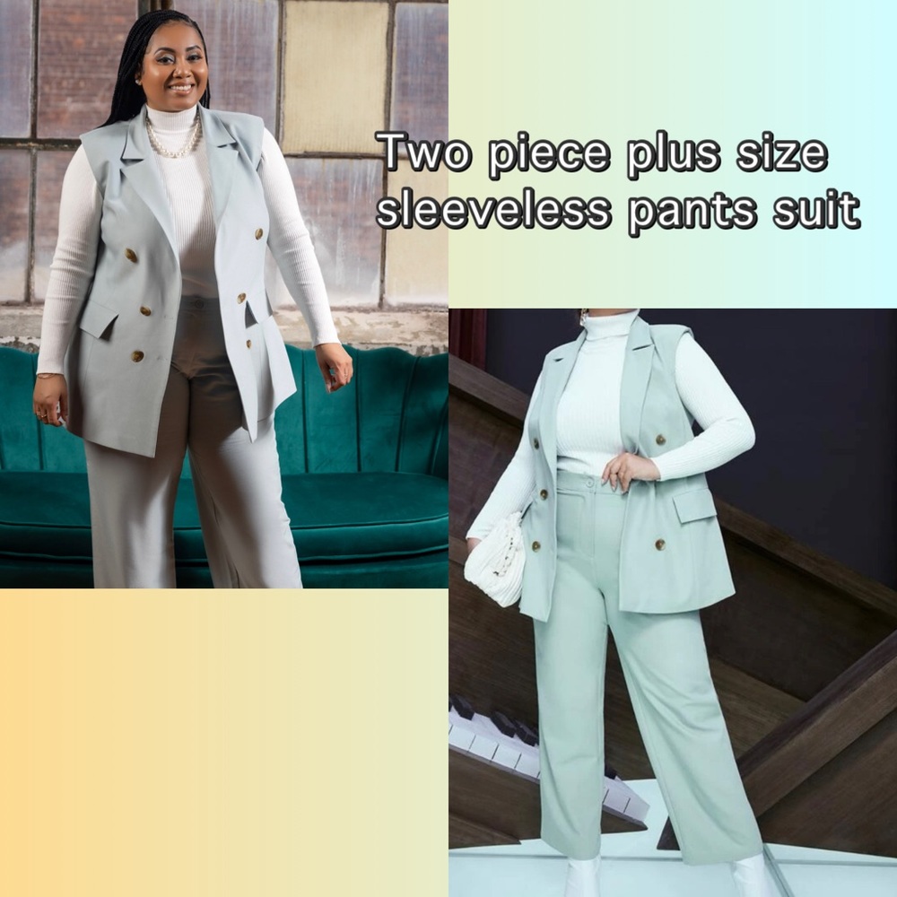Two piece Sleeveless plus size suit (jacket 3XL / Pants 2XL) worn once